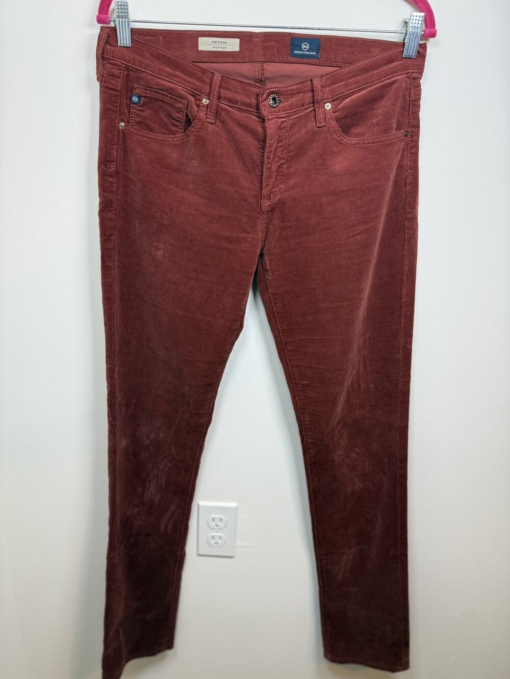 AG Adriano Goldschmied Women's The Stevie Slim Straight Corduroy Pants Size 29R